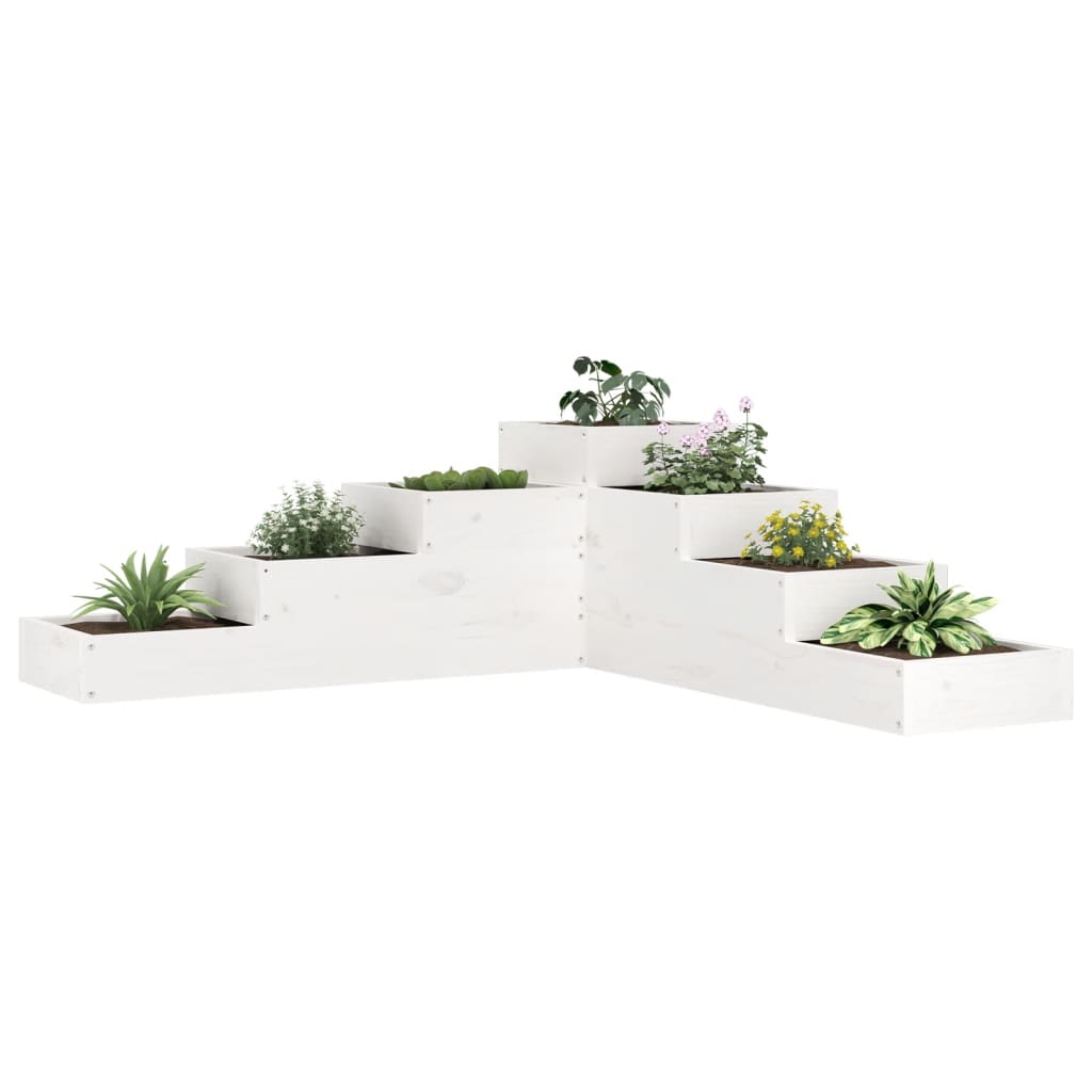 Plantenbak 4-laags 106x104,5x36 cm massief grenenhout wit is nu te koop bij PeponiXL, paradijselijk wonen!