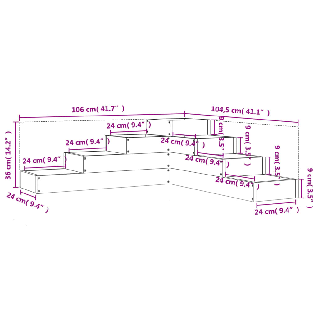 Plantenbak 4-laags 106x104,5x36 cm massief douglashout is nu te koop bij PeponiXL, paradijselijk wonen!