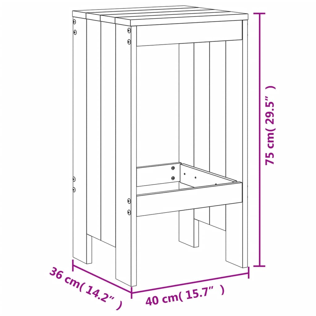Barkrukken 2 st 40x36x75 cm massief grenenhout wit is nu te koop bij PeponiXL, paradijselijk wonen!
