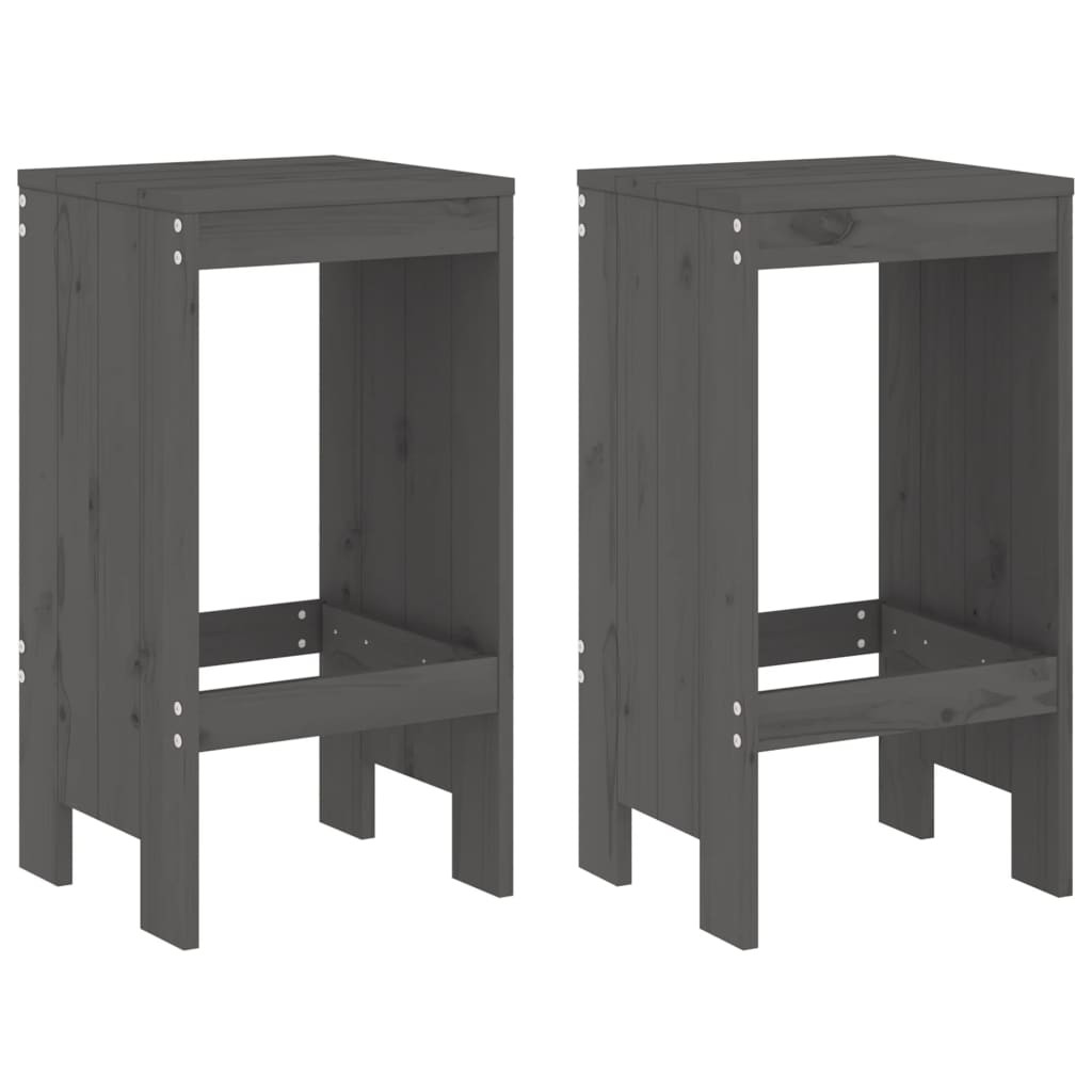 Barkrukken 2 st 40x36x75 cm massief grenenhout grijs is nu te koop bij PeponiXL, paradijselijk wonen!