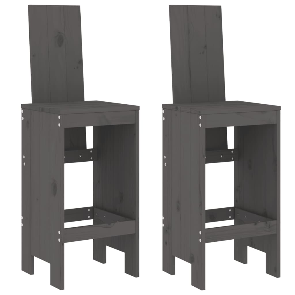 Barkrukken 2 st 40x42x120 cm massief grenenhout grijs is nu te koop bij PeponiXL, paradijselijk wonen!