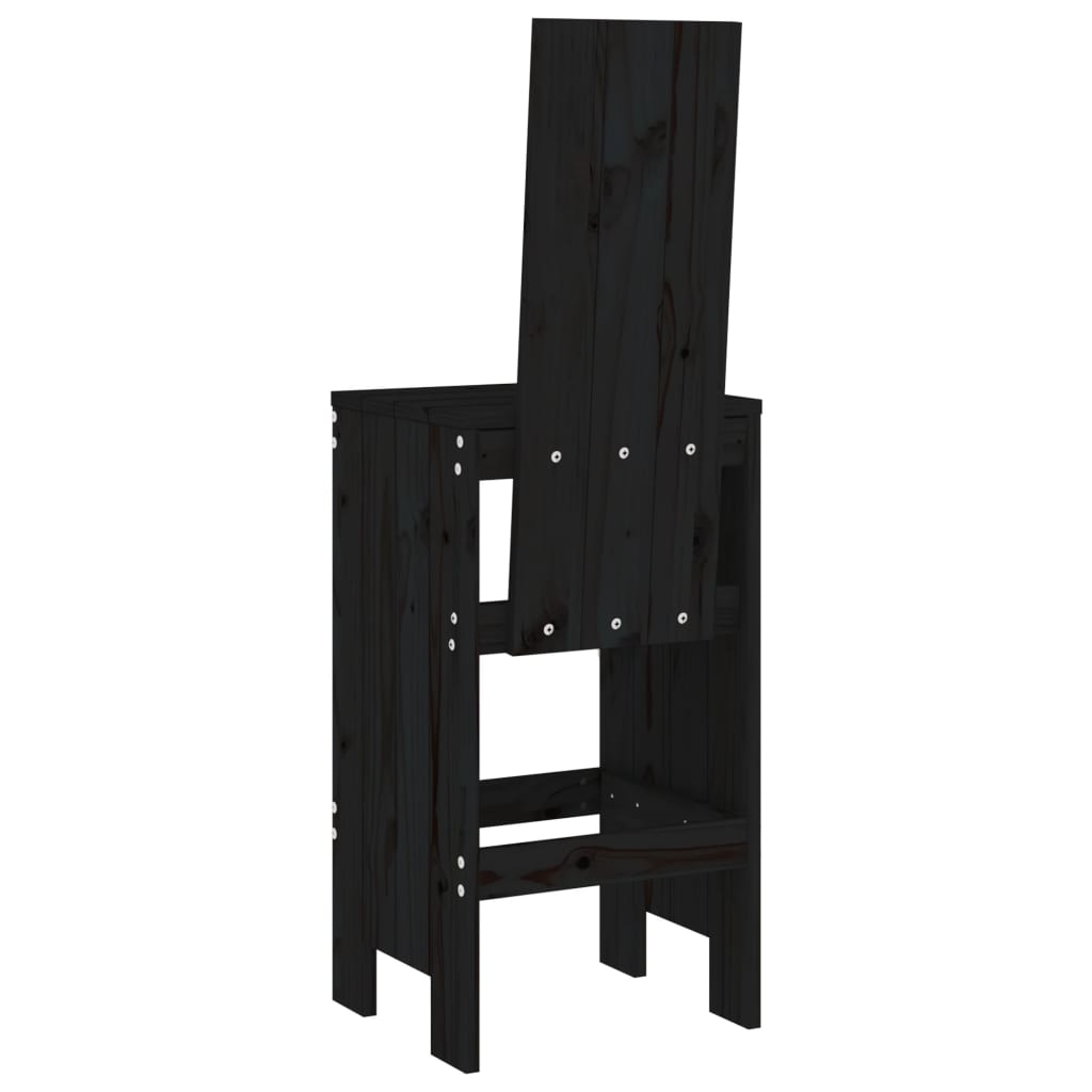 Barkrukken 2 st 40x42x120 cm massief grenenhout zwart is nu te koop bij PeponiXL, paradijselijk wonen!