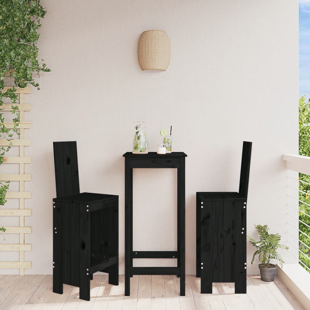 Barkrukken 2 st 40x42x120 cm massief grenenhout zwart is nu te koop bij PeponiXL, paradijselijk wonen!