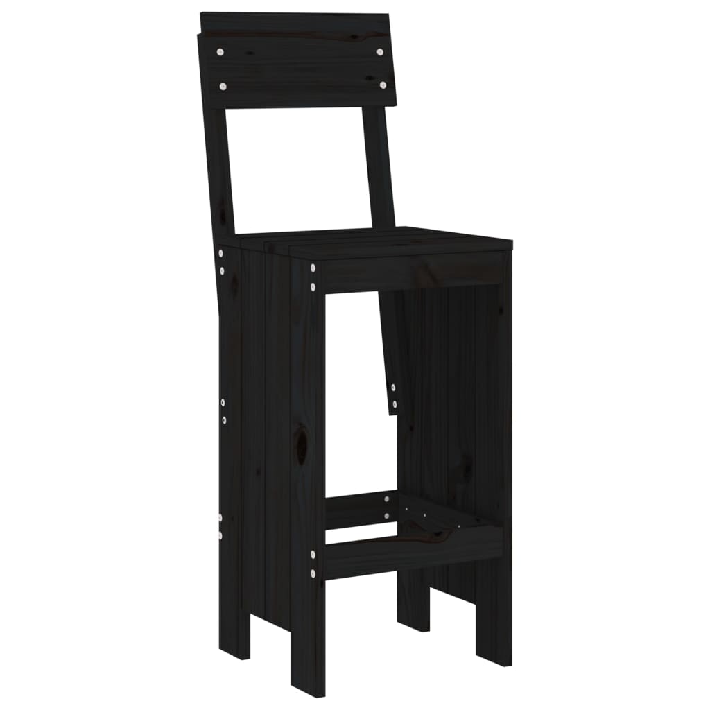 Barkrukken 2 st 40x48,5x115,5 cm massief grenenhout zwart is nu te koop bij PeponiXL, paradijselijk wonen!