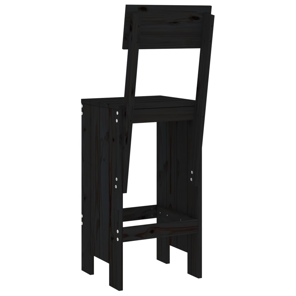 Barkrukken 2 st 40x48,5x115,5 cm massief grenenhout zwart is nu te koop bij PeponiXL, paradijselijk wonen!
