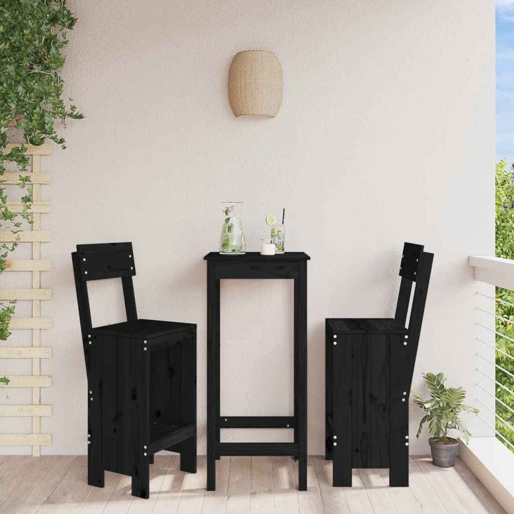 Barkrukken 2 st 40x48,5x115,5 cm massief grenenhout zwart is nu te koop bij PeponiXL, paradijselijk wonen!