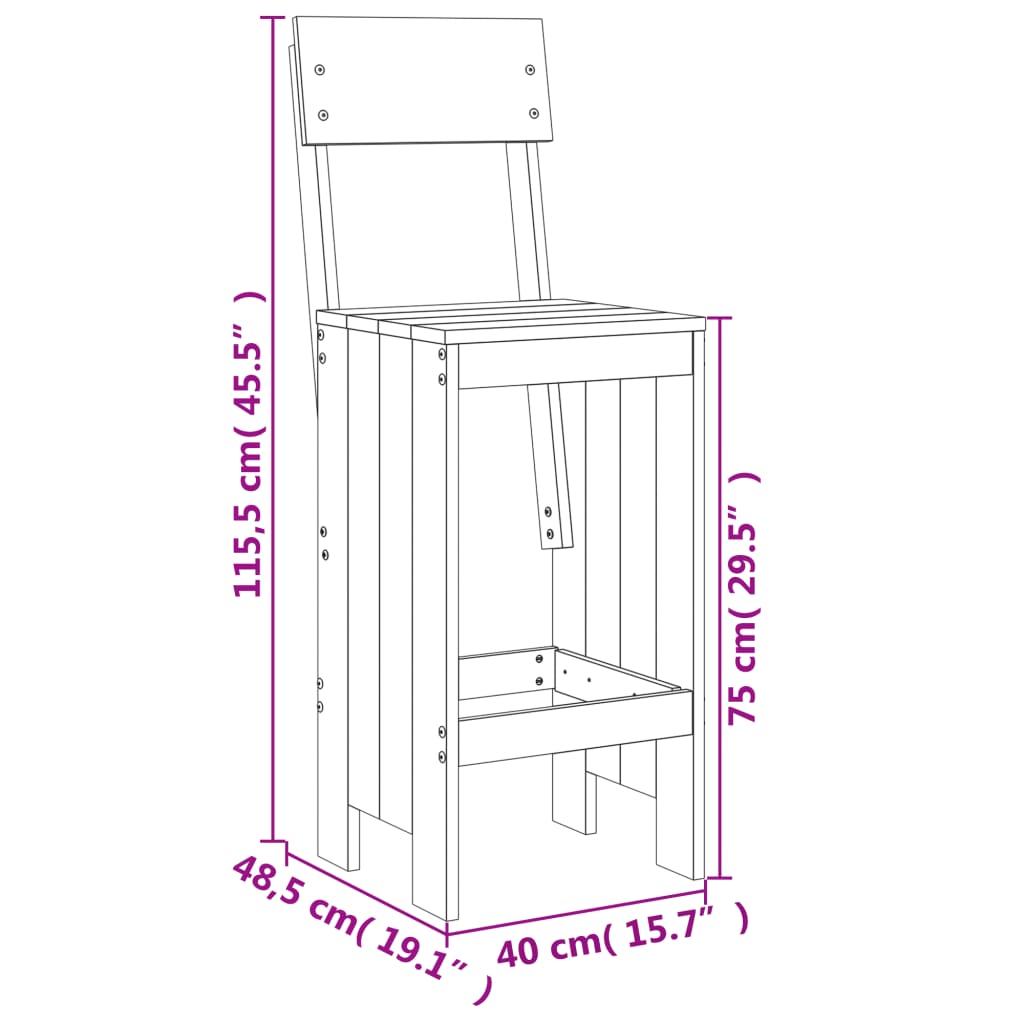 Barkrukken 2 st 40x48,5x115,5 cm massief douglashout is nu te koop bij PeponiXL, paradijselijk wonen!