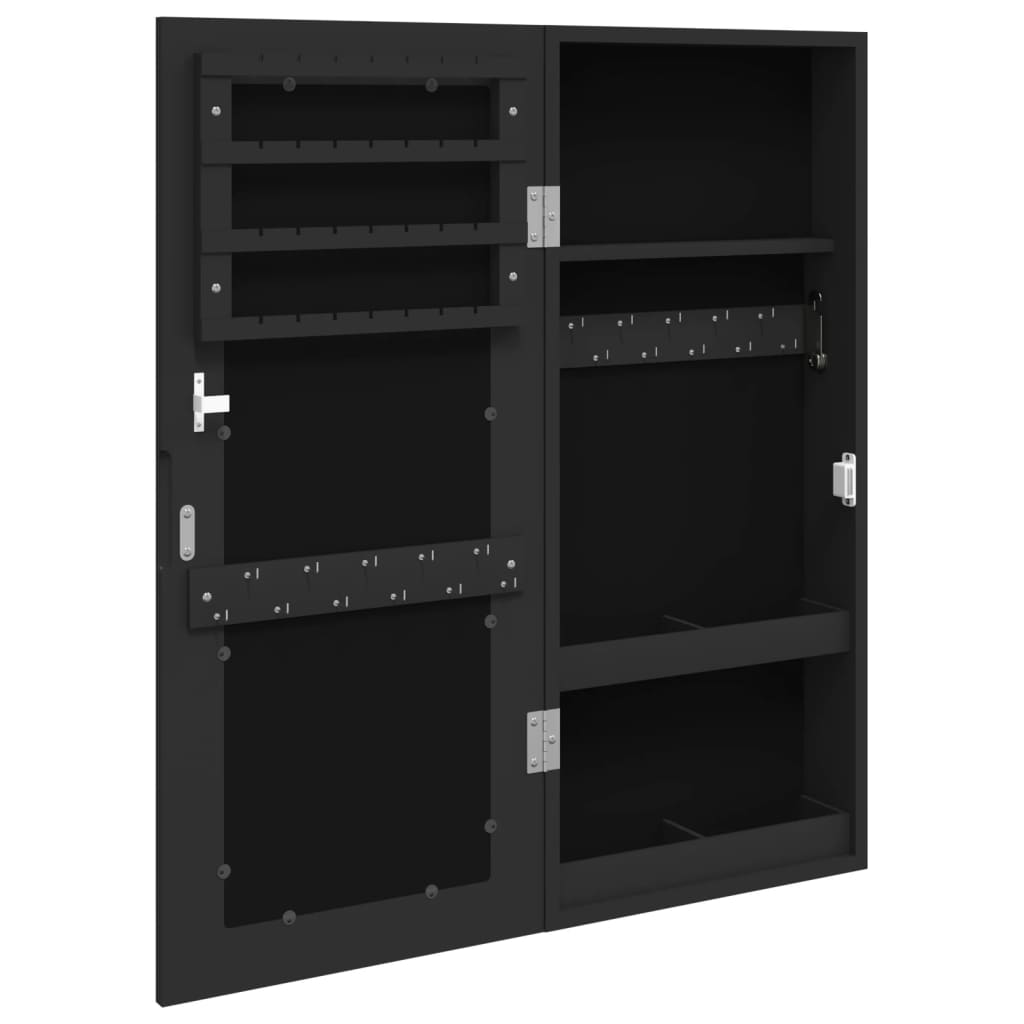 Sieradenkast met spiegel wandgemonteerd 30x8,5x67 cm zwart is nu te koop bij PeponiXL, paradijselijk wonen!