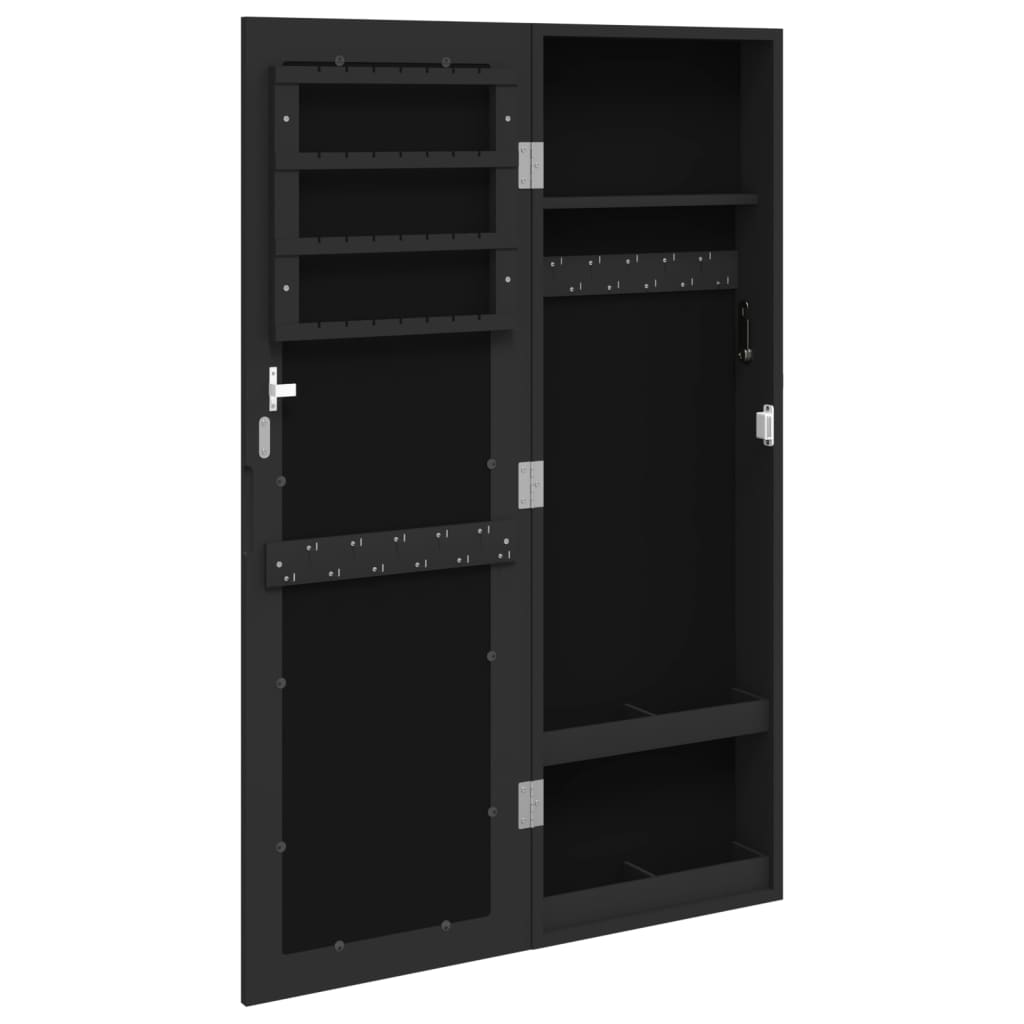 Sieradenkast met spiegel wandgemonteerd 30x8,5x90 cm zwart is nu te koop bij PeponiXL, paradijselijk wonen!