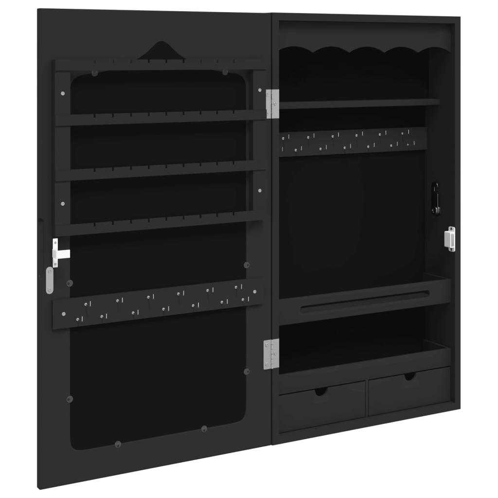 Sieradenkast met spiegel wandgemonteerd 37,5x10x67 cm zwart is nu te koop bij PeponiXL, paradijselijk wonen!
