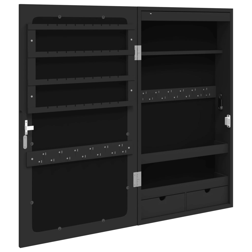 Sieradenkast met spiegel en LED wandgemonteerd zwart is nu te koop bij PeponiXL, paradijselijk wonen!