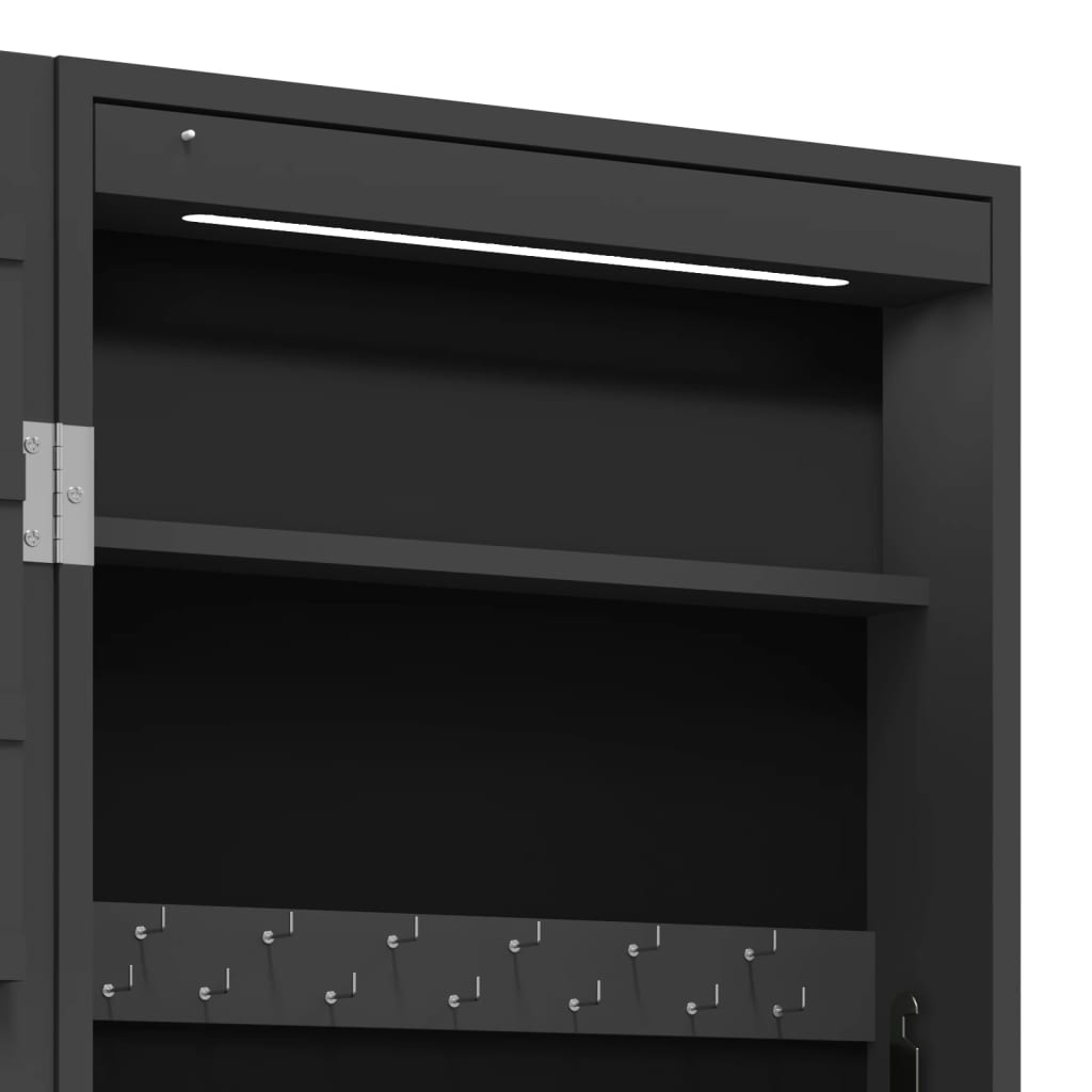Sieradenkast met spiegel en LED wandgemonteerd zwart is nu te koop bij PeponiXL, paradijselijk wonen!
