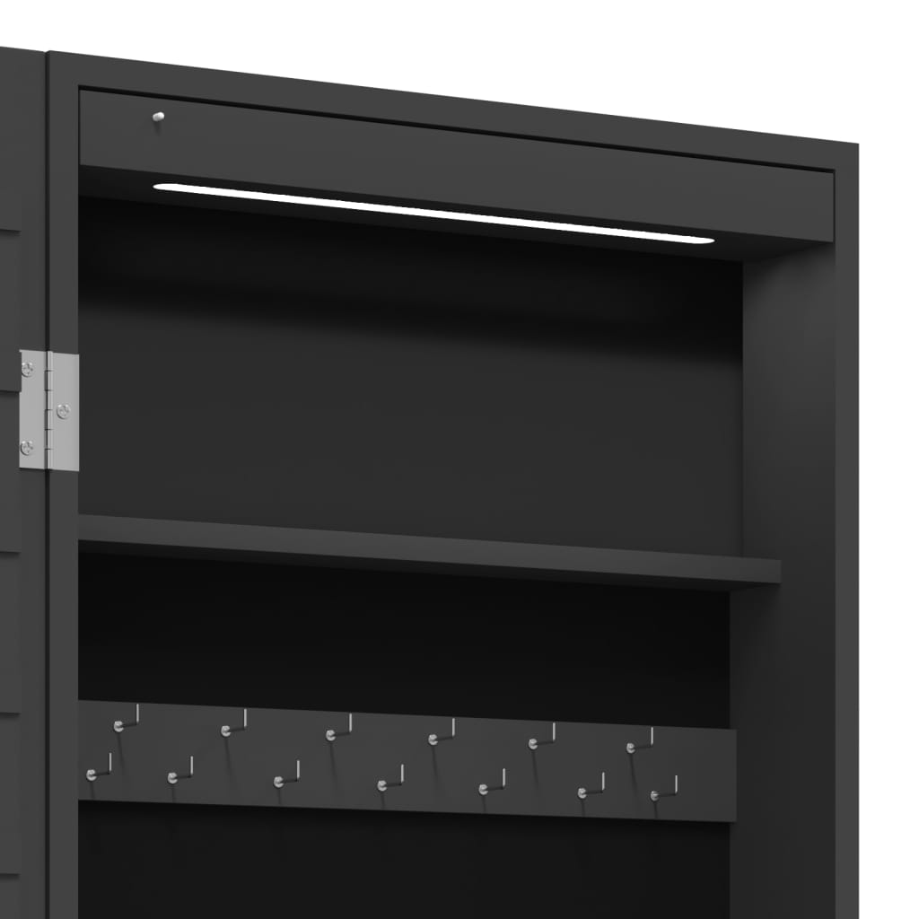 Sieradenkast met spiegel en LED wandgemonteerd zwart is nu te koop bij PeponiXL, paradijselijk wonen!