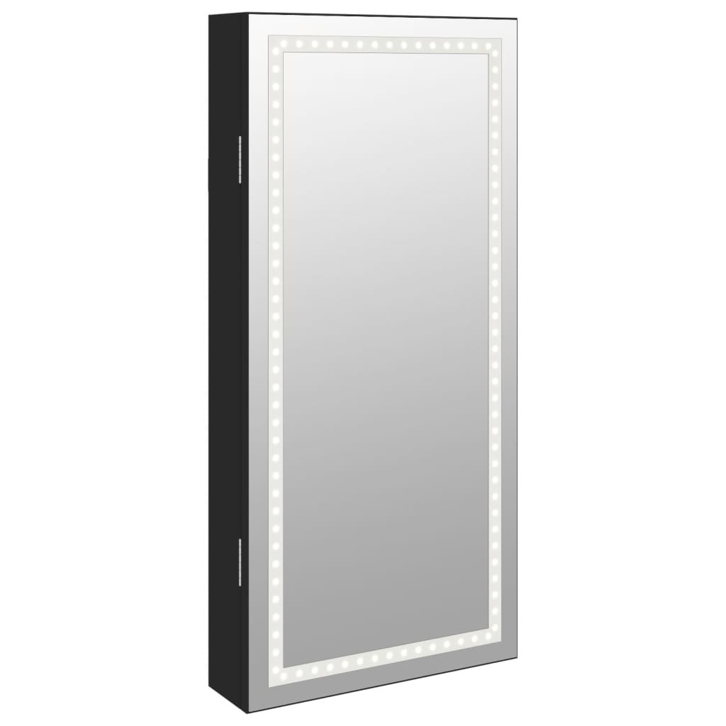 Sieradenkast met spiegel en LED wandgemonteerd zwart is nu te koop bij PeponiXL, paradijselijk wonen!
