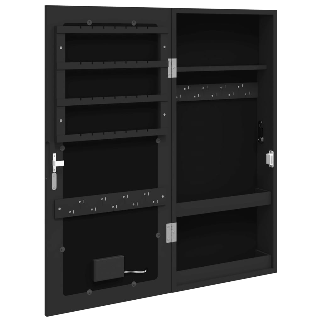 Sieradenkast met spiegel en LED wandgemonteerd zwart is nu te koop bij PeponiXL, paradijselijk wonen!