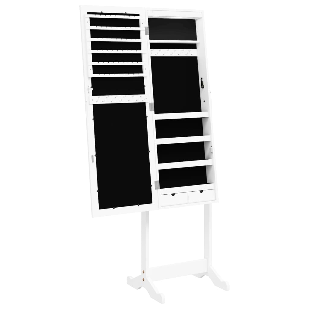 Sieradenkast met spiegel met LED-verlichting vrijstaand wit is nu te koop bij PeponiXL, paradijselijk wonen!