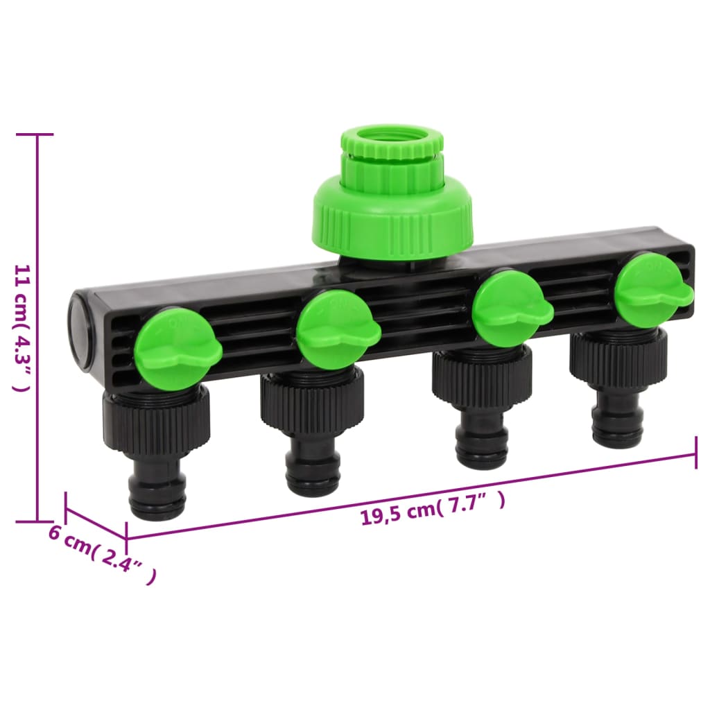 Kraanadapter 4-wegs 19,5x6x11 cm ABS & PP groen en zwart is nu te koop bij PeponiXL, paradijselijk wonen!