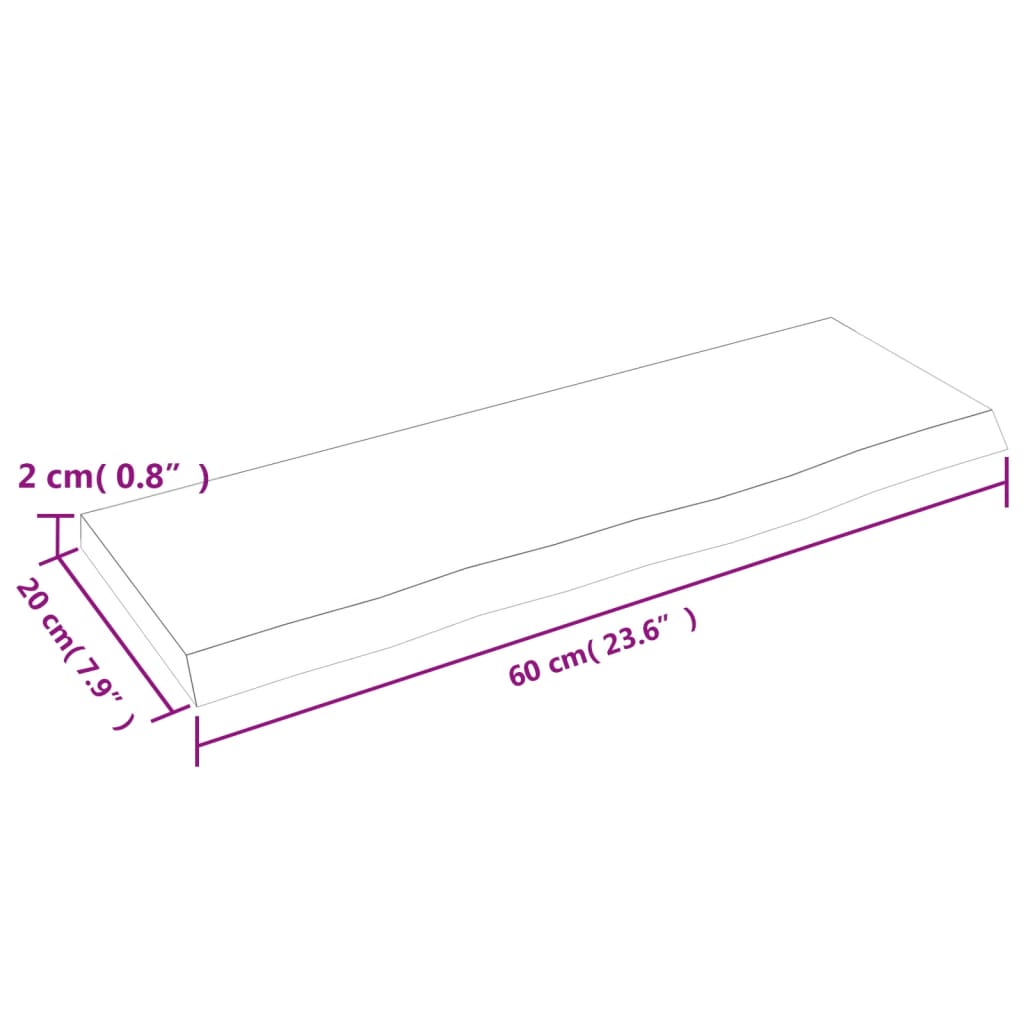Wandschap 60x20x2 cm onbehandeld massief eikenhout is nu te koop bij PeponiXL, paradijselijk wonen!
