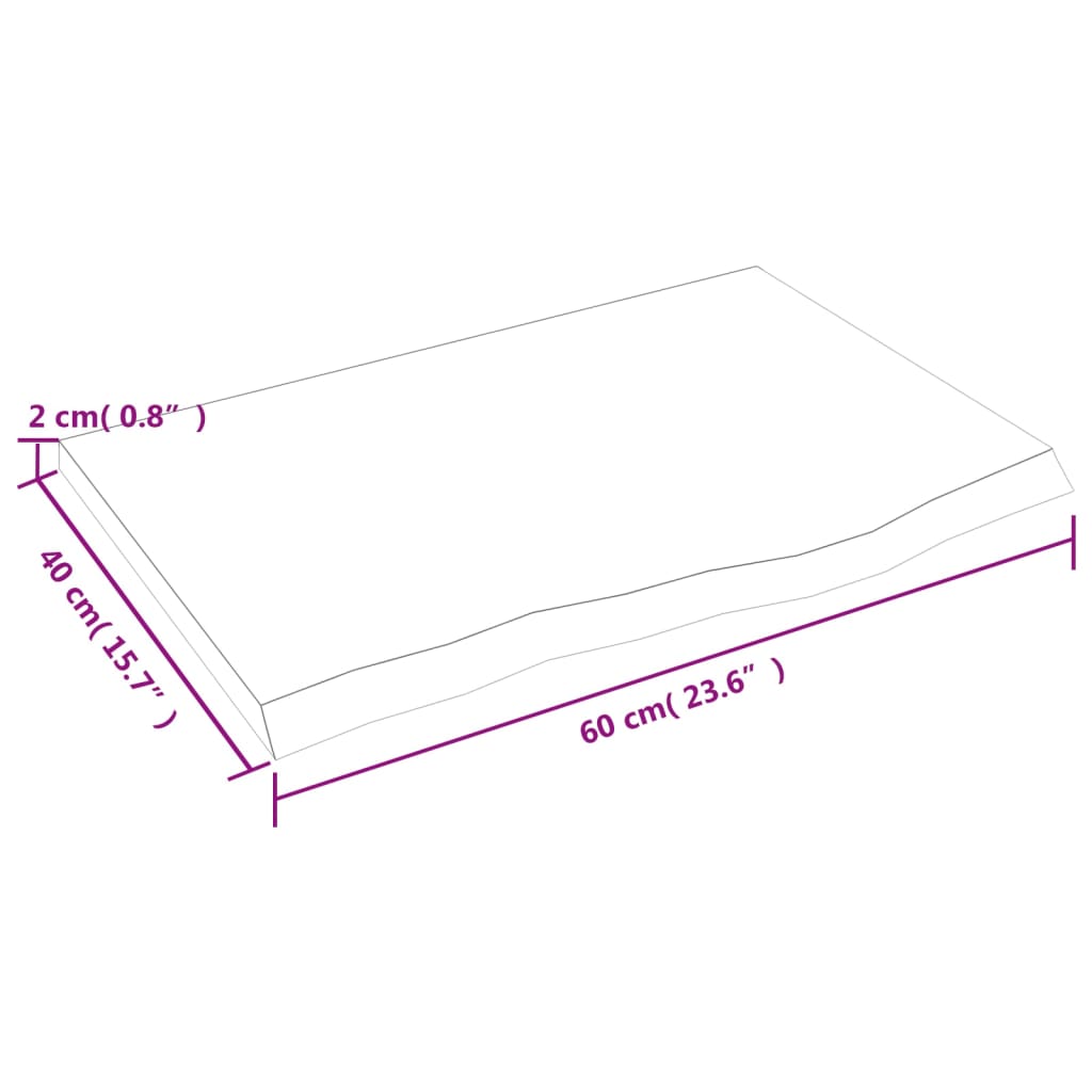 Wandschap 60x40x2 cm onbehandeld massief eikenhout is nu te koop bij PeponiXL, paradijselijk wonen!