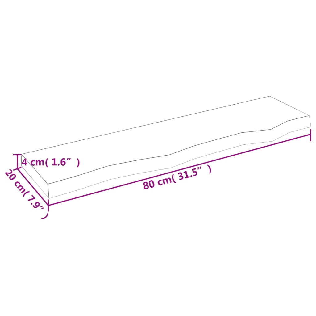 Wandschap 80x20x4 cm onbehandeld massief eikenhout is nu te koop bij PeponiXL, paradijselijk wonen!