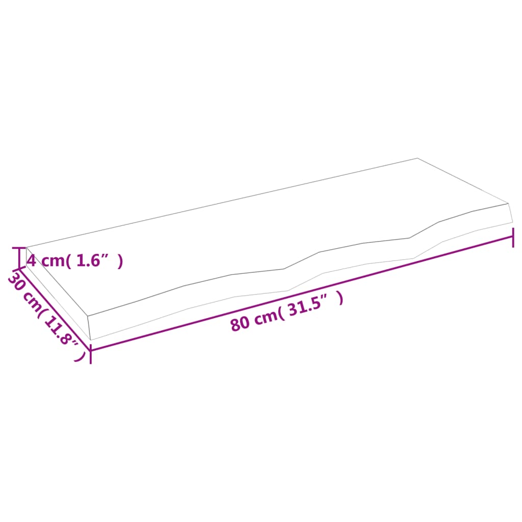 Wandschap 80x30x(2-4) cm onbehandeld massief eikenhout is nu te koop bij PeponiXL, paradijselijk wonen!