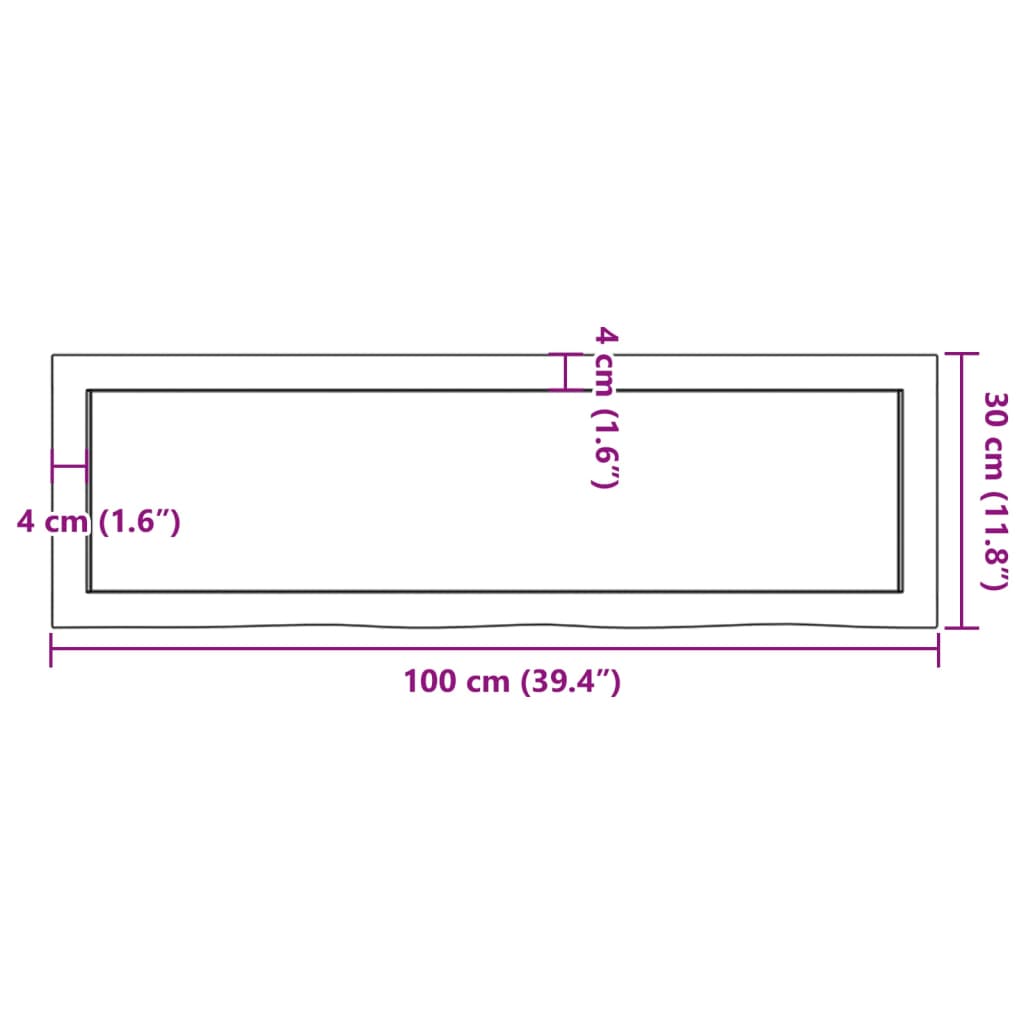 Wandschap 100x30x(2-4) cm onbehandeld massief eikenhout is nu te koop bij PeponiXL, paradijselijk wonen!