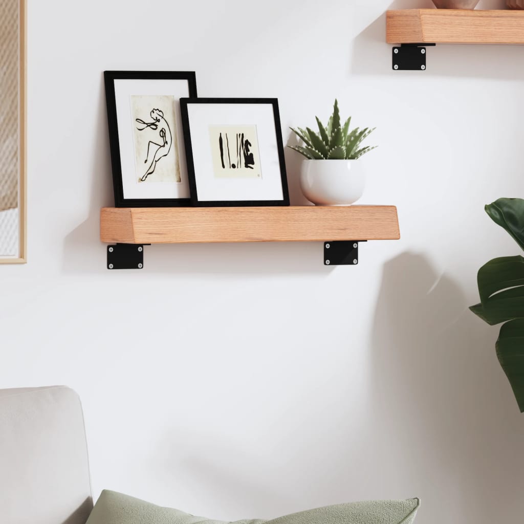 Wandschap 40x10x6 cm behandeld massief eikenhout lichtbruin is nu te koop bij PeponiXL, paradijselijk wonen!
