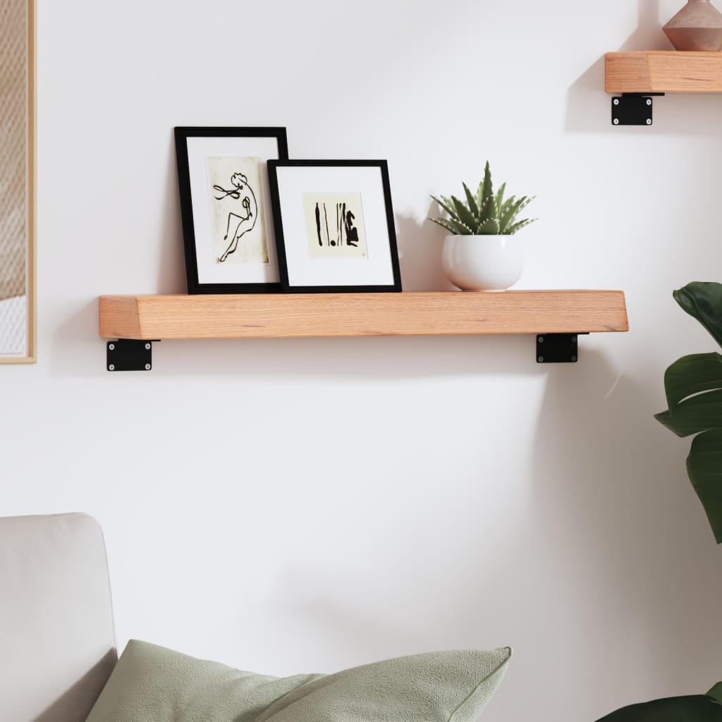 Wandschap 60x10x6 cm behandeld massief eikenhout lichtbruin is nu te koop bij PeponiXL, paradijselijk wonen!