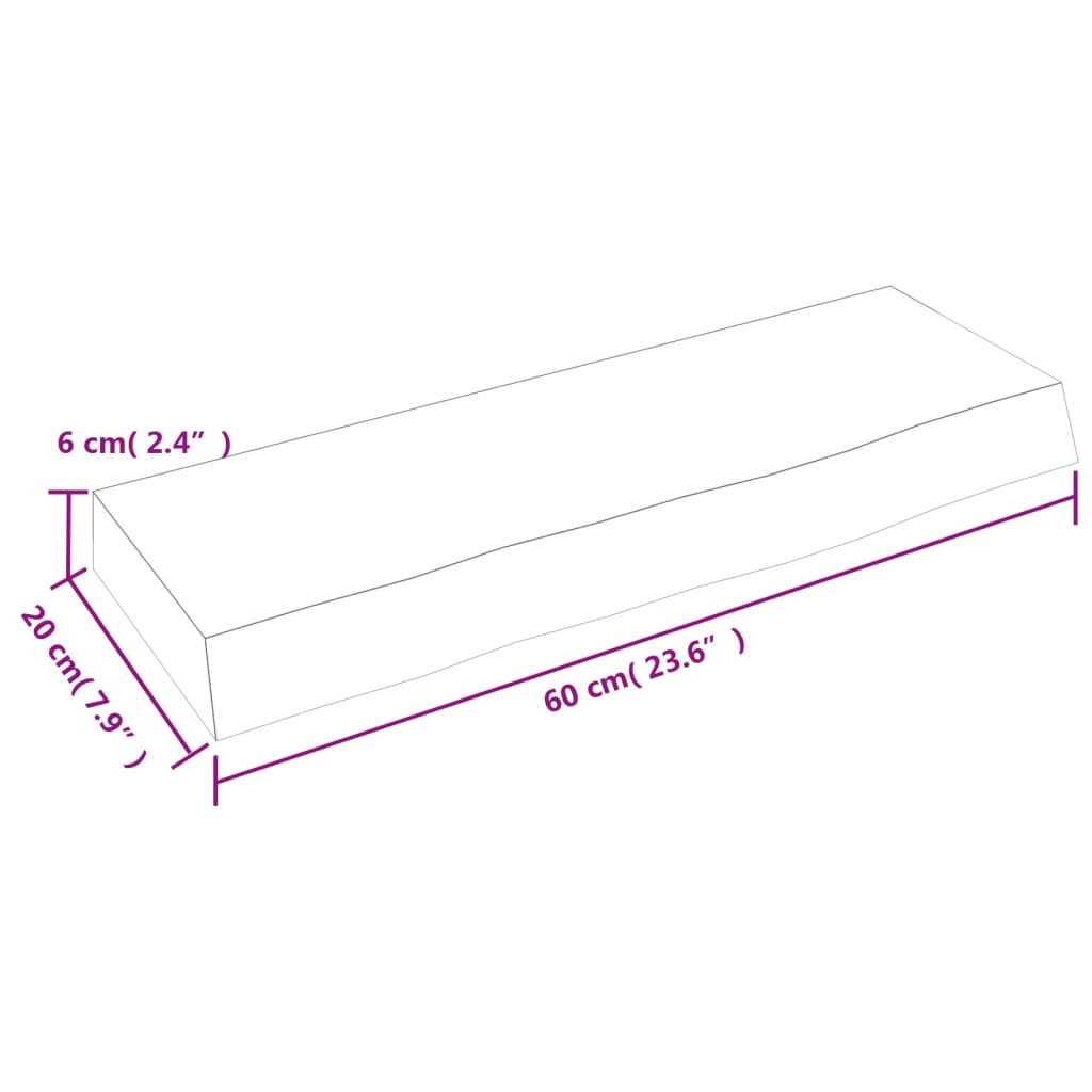 Wandschap 60x20x6 cm behandeld massief eikenhout lichtbruin is nu te koop bij PeponiXL, paradijselijk wonen!