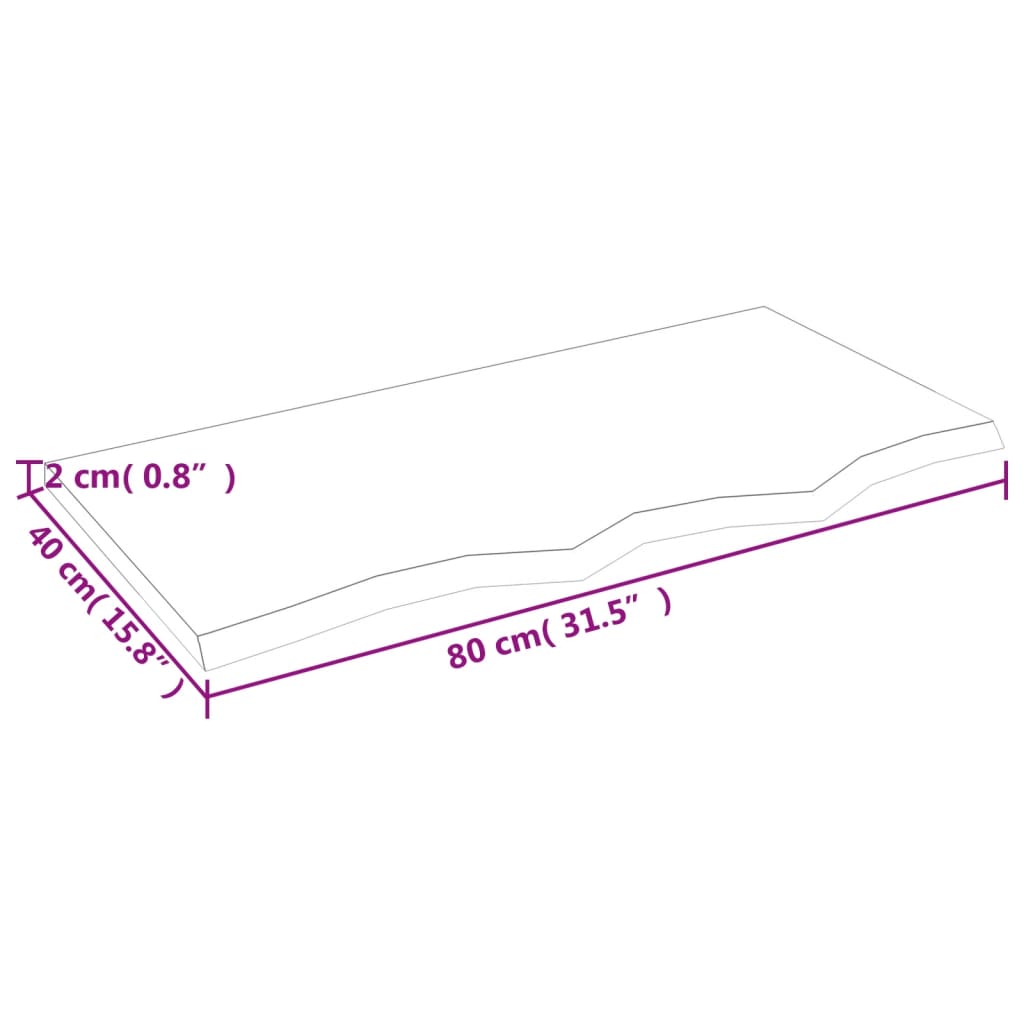 Wandschap 80x40x2 cm behandeld massief eikenhout lichtbruin is nu te koop bij PeponiXL, paradijselijk wonen!