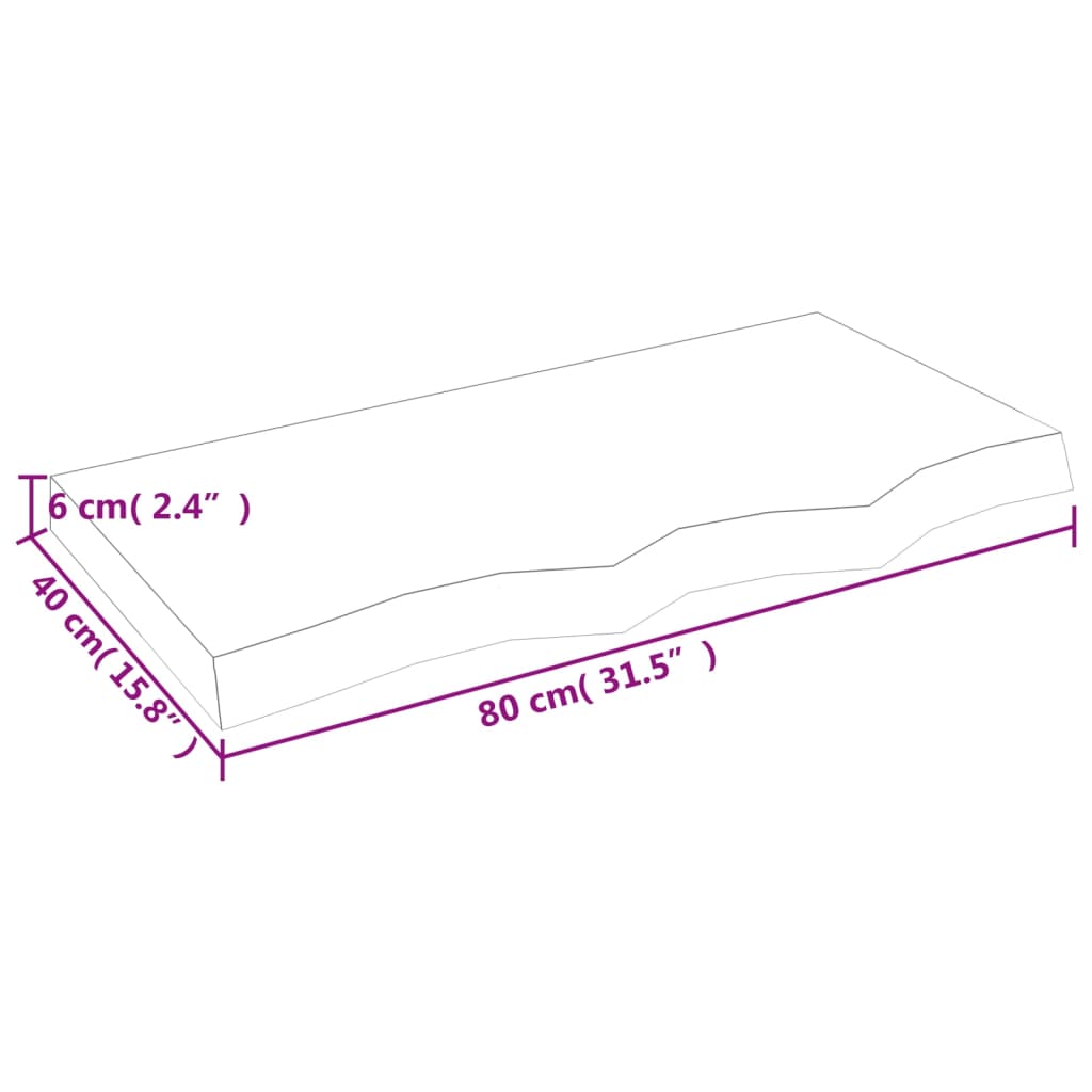 Wandschap 80x40x(2-6) cm behandeld massief eikenhout lichtbruin is nu te koop bij PeponiXL, paradijselijk wonen!