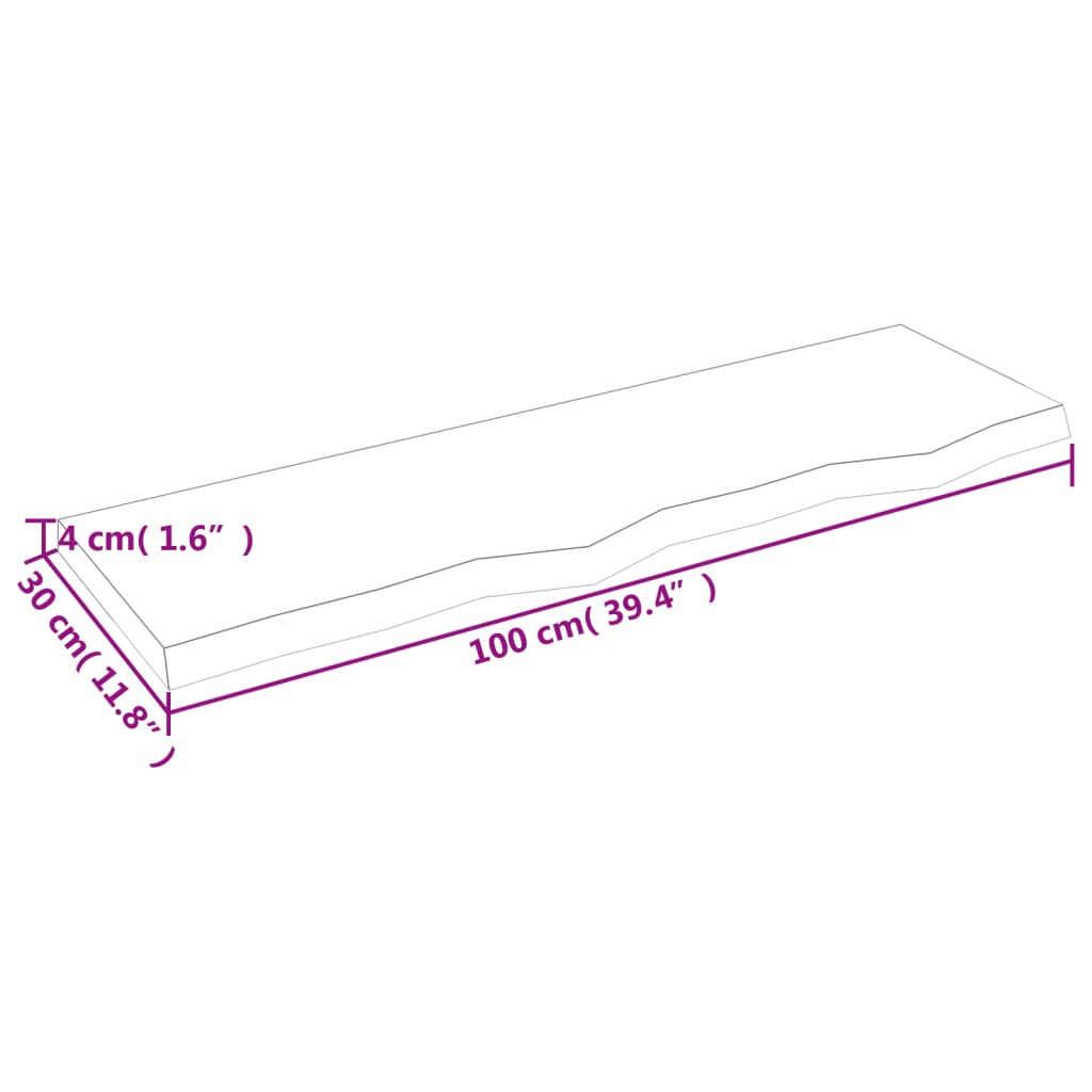 Wandschap 100x30x(2-4)cm behandeld massief eikenhout lichtbruin is nu te koop bij PeponiXL, paradijselijk wonen!