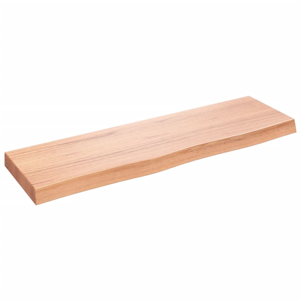 Wandschap 100x30x(2-6)cm behandeld massief eikenhout lichtbruin is nu te koop bij PeponiXL, paradijselijk wonen!
