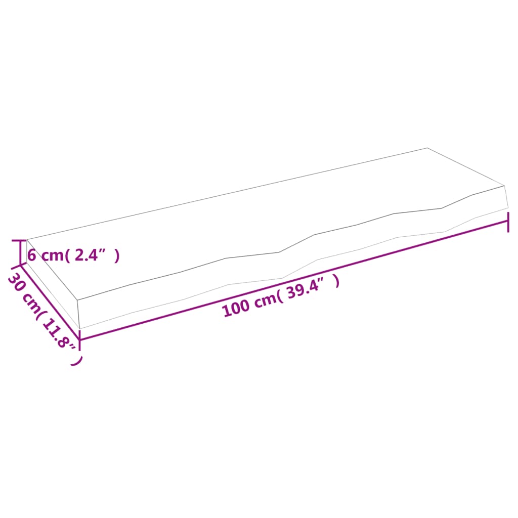 Wandschap 100x30x(2-6)cm behandeld massief eikenhout lichtbruin is nu te koop bij PeponiXL, paradijselijk wonen!
