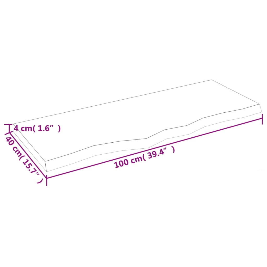 Wandschap 100x40x(2-4)cm behandeld massief eikenhout lichtbruin is nu te koop bij PeponiXL, paradijselijk wonen!