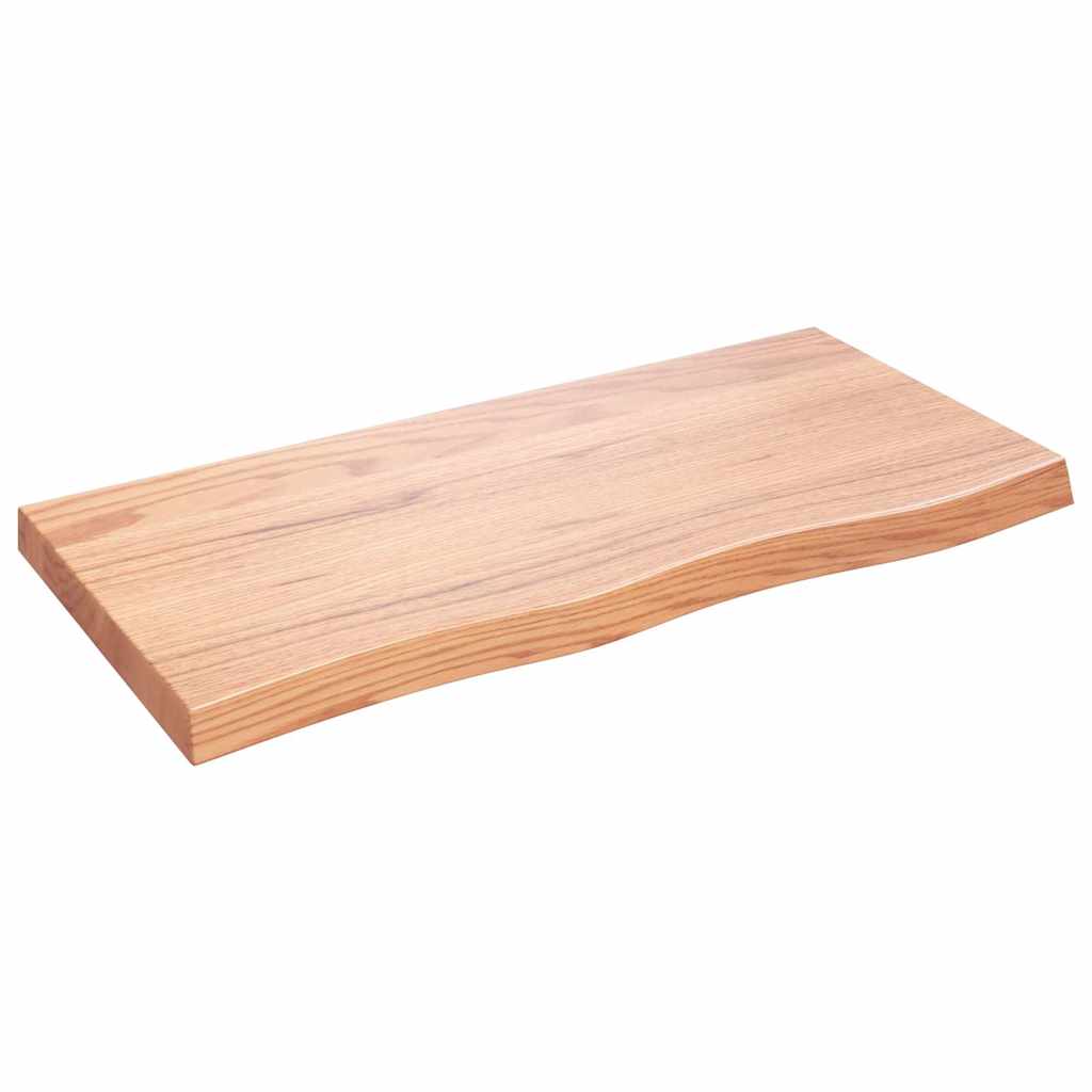 Wandschap 100x50x(2-6)cm behandeld massief eikenhout lichtbruin is nu te koop bij PeponiXL, paradijselijk wonen!