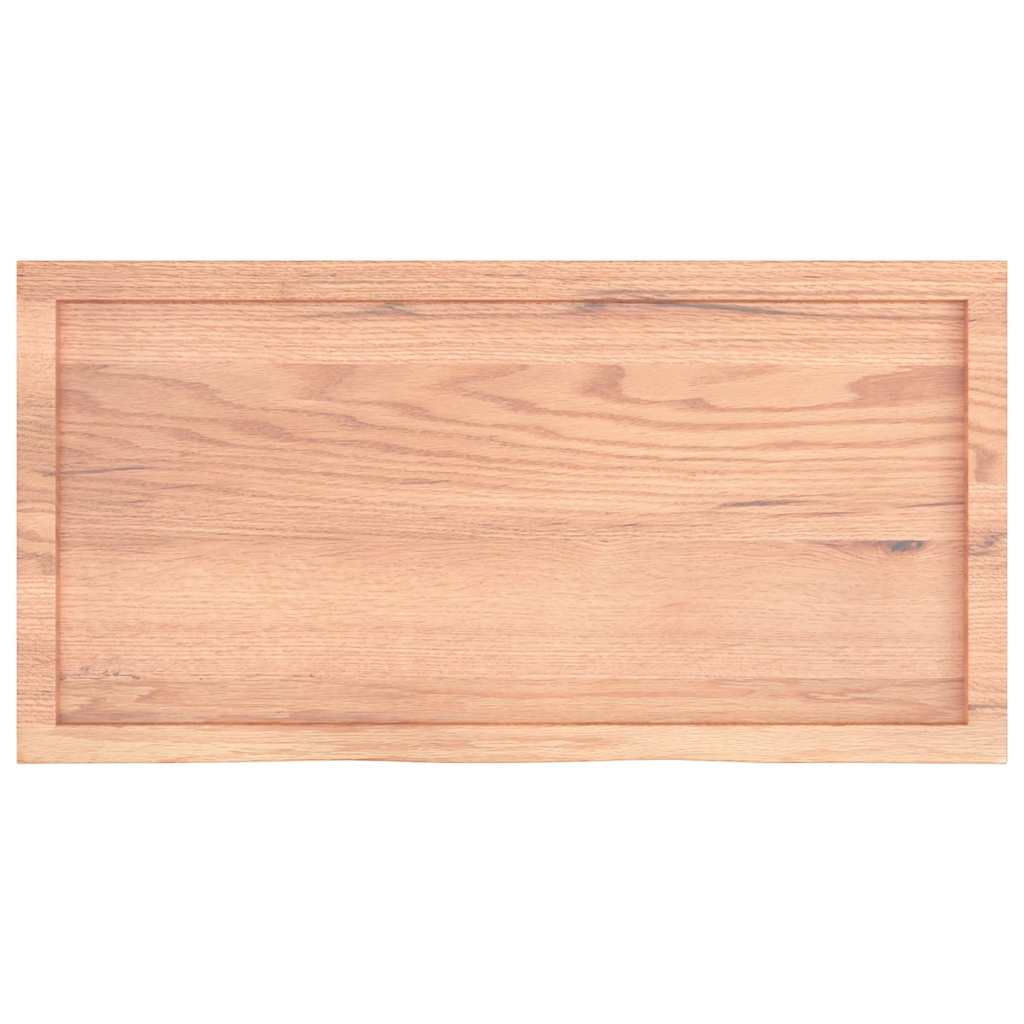 Wandschap 100x50x(2-6)cm behandeld massief eikenhout lichtbruin is nu te koop bij PeponiXL, paradijselijk wonen!