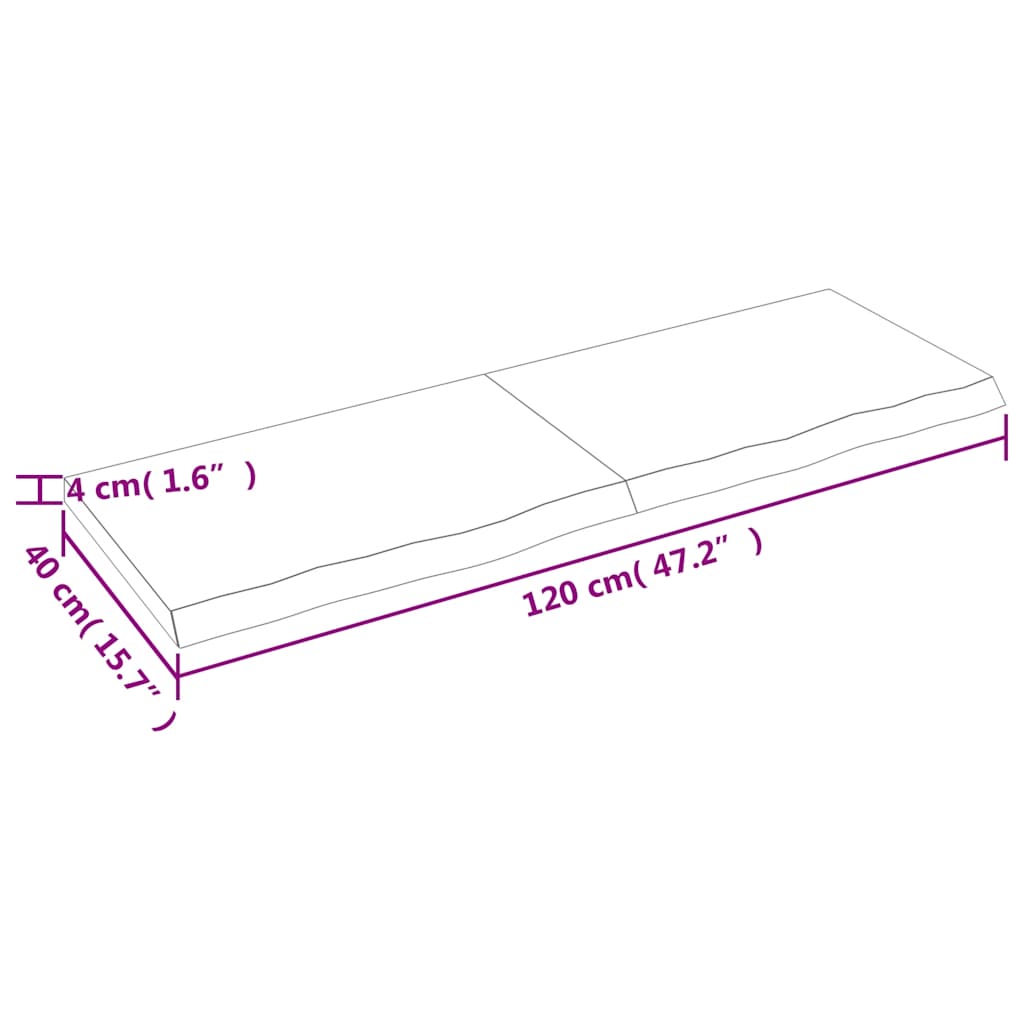 Wandschap 120x40x(2-4)cm behandeld massief eikenhout lichtbruin is nu te koop bij PeponiXL, paradijselijk wonen!