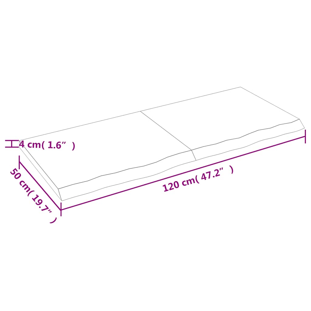 Wandschap 120x50x(2-4)cm behandeld massief eikenhout lichtbruin is nu te koop bij PeponiXL, paradijselijk wonen!