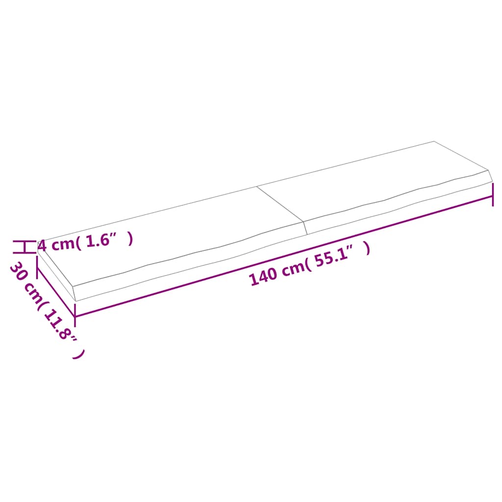 Wandschap 140x30x(2-4)cm behandeld massief eikenhout lichtbruin is nu te koop bij PeponiXL, paradijselijk wonen!