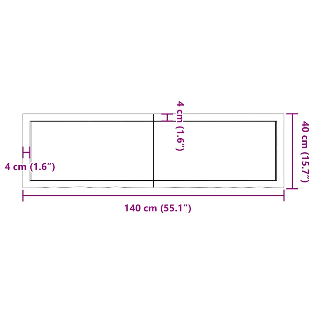 Wandschap 140x40x(2-4)cm behandeld massief eikenhout lichtbruin is nu te koop bij PeponiXL, paradijselijk wonen!