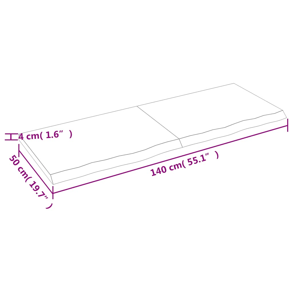 Wandschap 140x50x(2-4)cm behandeld massief eikenhout lichtbruin is nu te koop bij PeponiXL, paradijselijk wonen!