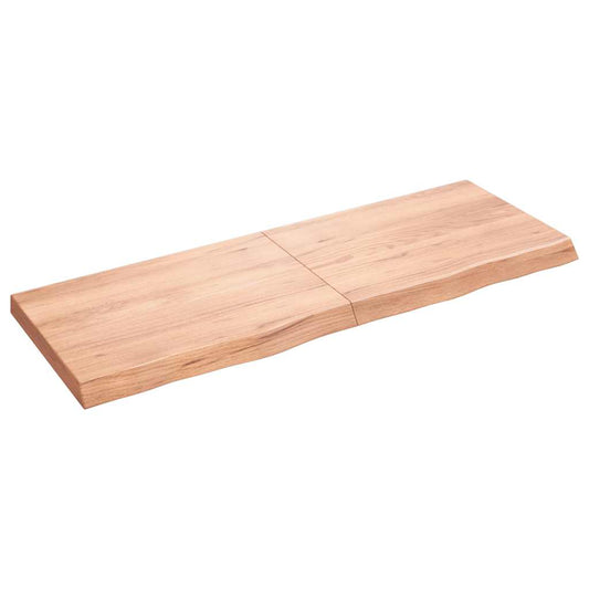 Wandschap 140x50x(2-6)cm behandeld massief eikenhout lichtbruin is nu te koop bij PeponiXL, paradijselijk wonen!
