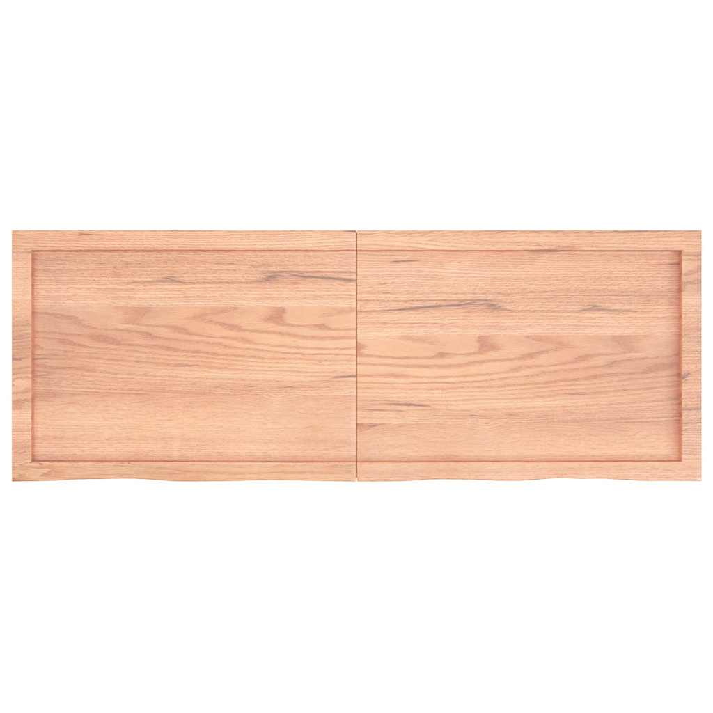 Wandschap 140x50x(2-6)cm behandeld massief eikenhout lichtbruin is nu te koop bij PeponiXL, paradijselijk wonen!