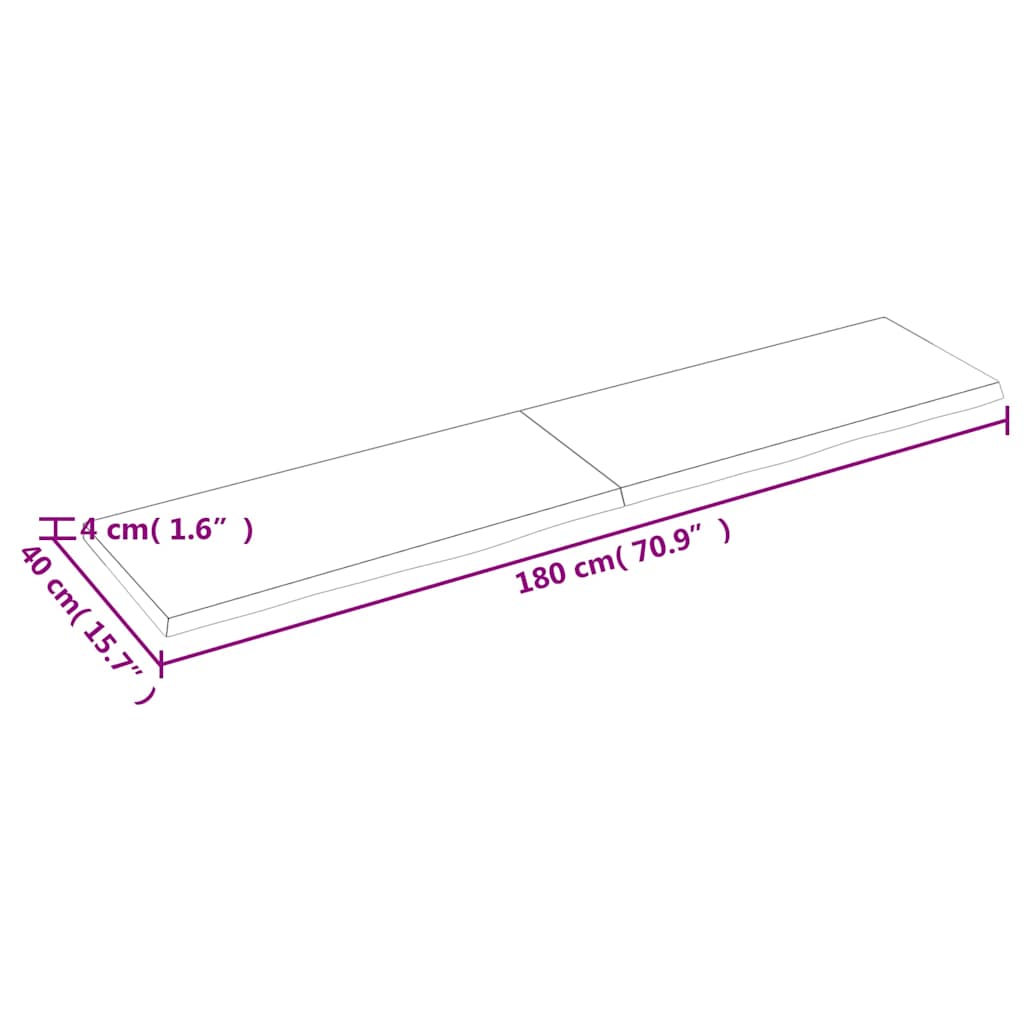 Wandschap 180x40x(2-4)cm behandeld massief eikenhout lichtbruin is nu te koop bij PeponiXL, paradijselijk wonen!
