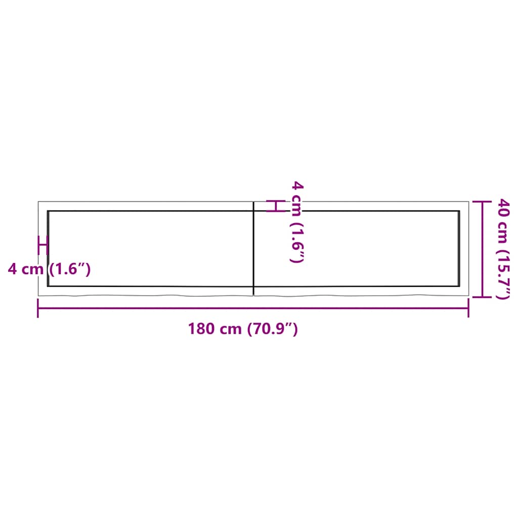 Wandschap 180x40x(2-4)cm behandeld massief eikenhout lichtbruin is nu te koop bij PeponiXL, paradijselijk wonen!