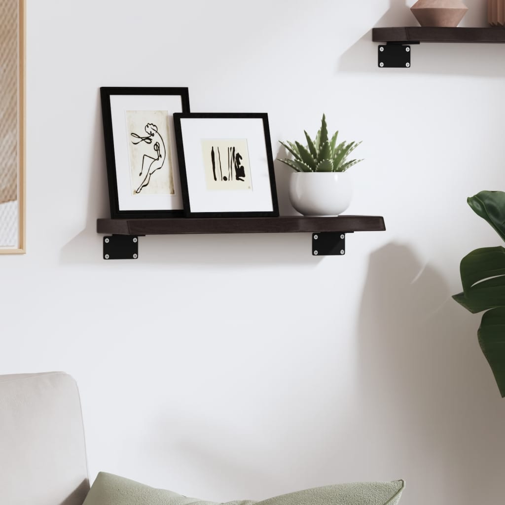 Wandschap 40x10x2 cm behandeld massief eikenhout donkerbruin is nu te koop bij PeponiXL, paradijselijk wonen!