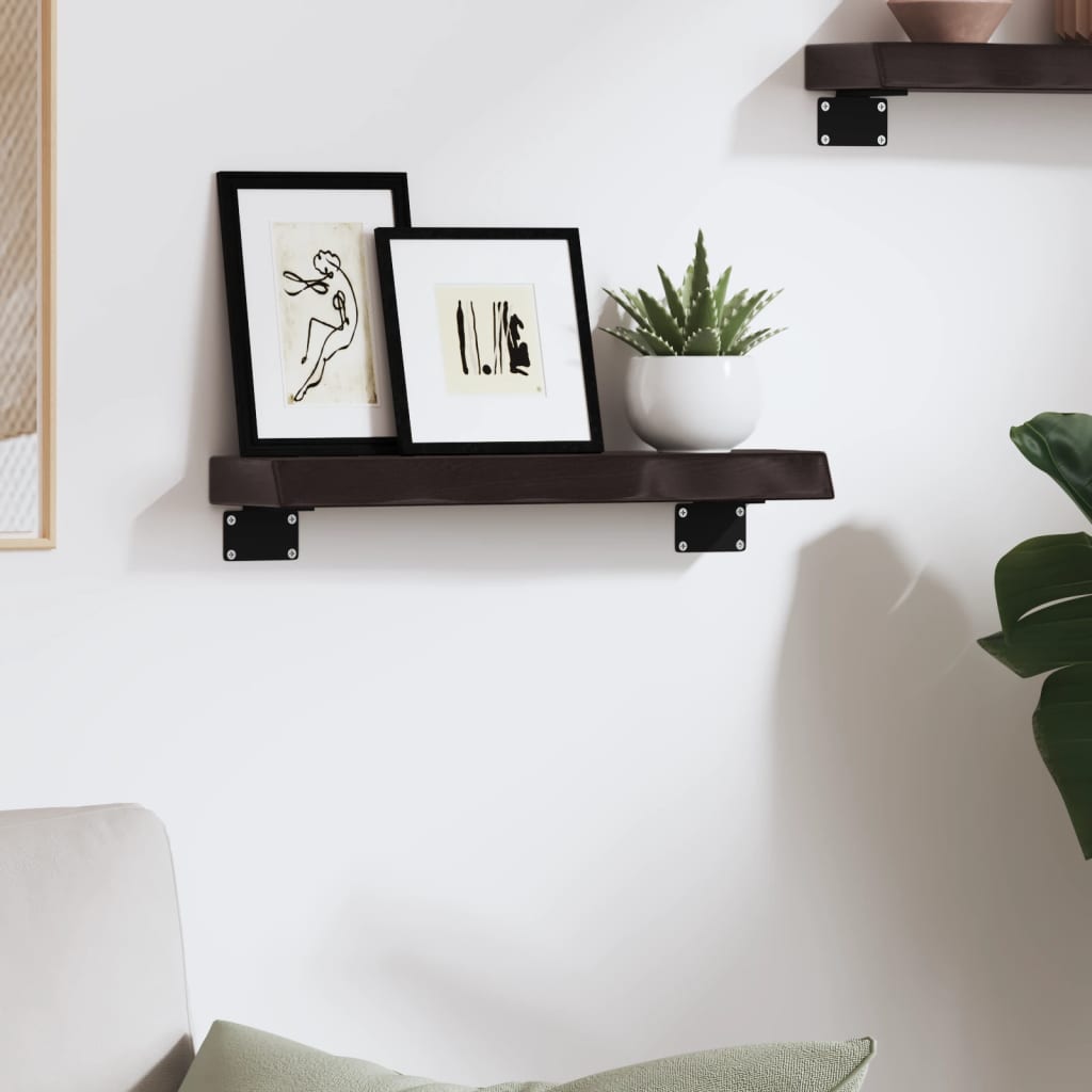 Wandschap 40x10x4 cm behandeld massief eikenhout donkerbruin is nu te koop bij PeponiXL, paradijselijk wonen!
