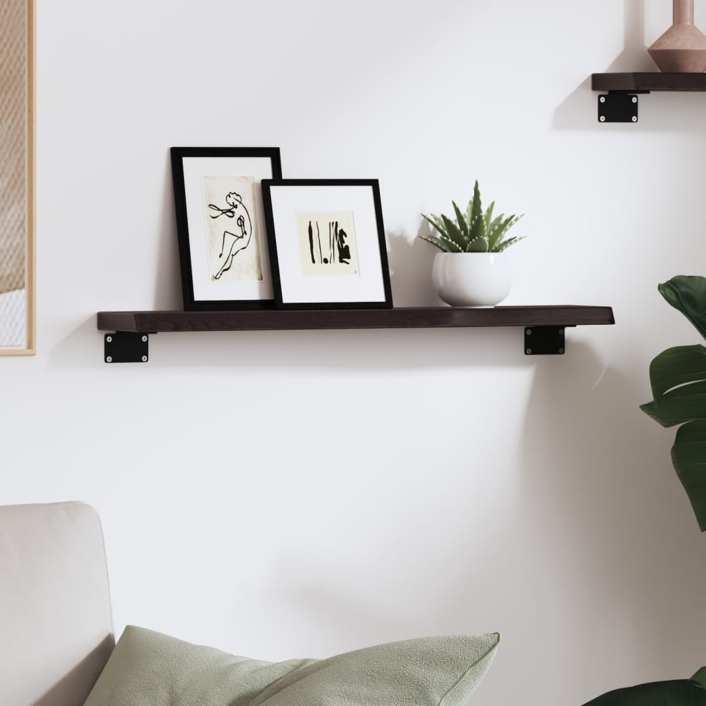 Wandschap 60x10x2 cm behandeld massief eikenhout donkerbruin is nu te koop bij PeponiXL, paradijselijk wonen!