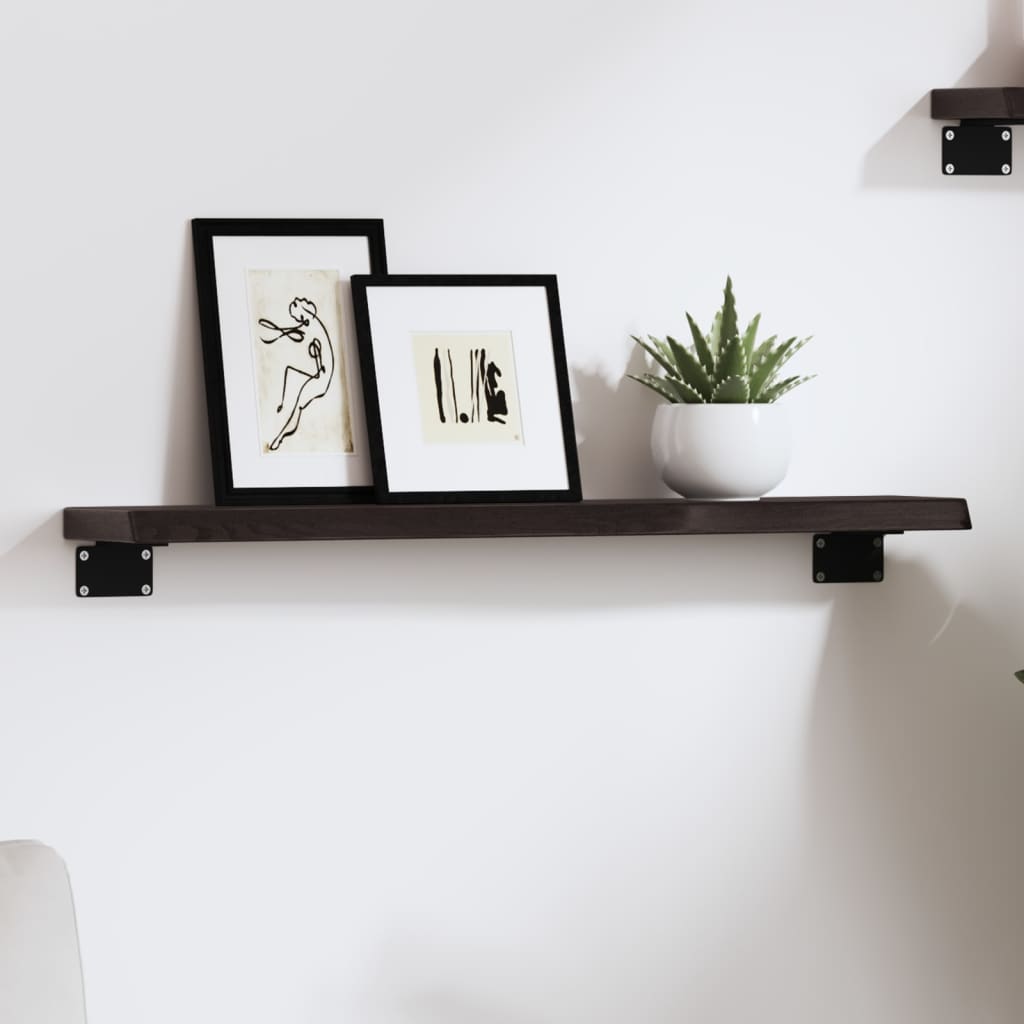 Wandschap 60x10x2 cm behandeld massief eikenhout donkerbruin is nu te koop bij PeponiXL, paradijselijk wonen!